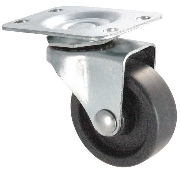 Swivel Plate Caster, Poly, 4 in., 140 lb, D
