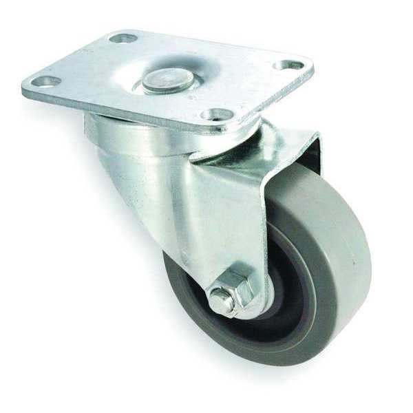 Swivel Plate Caster, Rubbr, 4 in., 300 lb, C