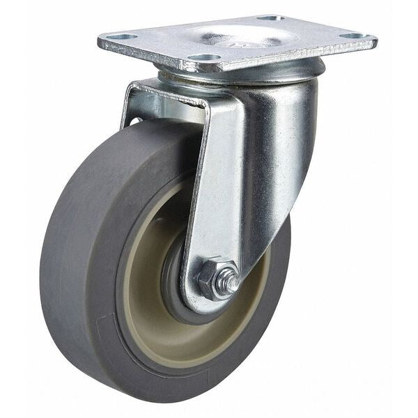 Swivel Plate Caster, Rubber, 3-1/2 in, 250 lb, C