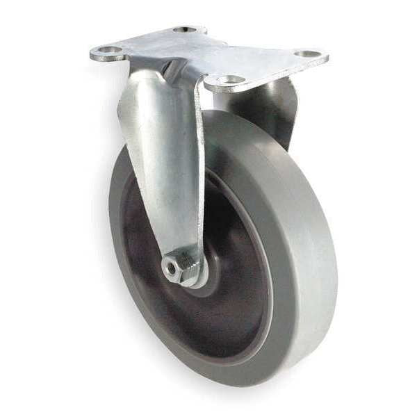 Rigid Plate Caster, Rubber, 4 in., 300 lb, C