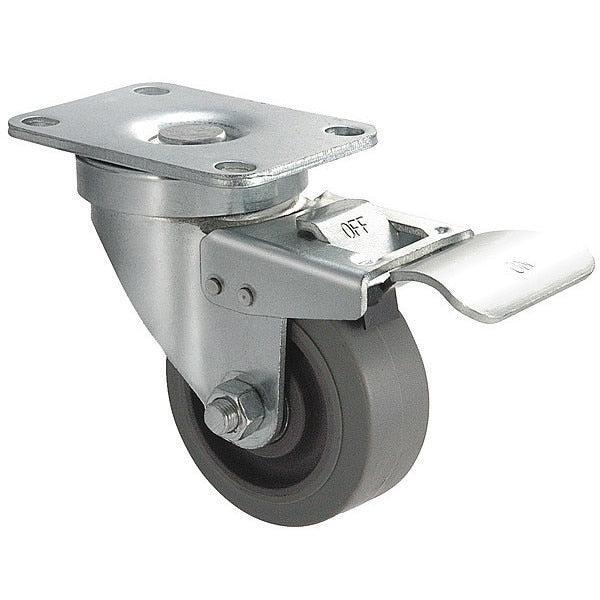 Swivel Plate Castr, Rubbr, 3 in, 200 lb, Gry