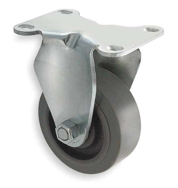 Rigid Plate Caster, Rubber, 5 in., 325 lb, C