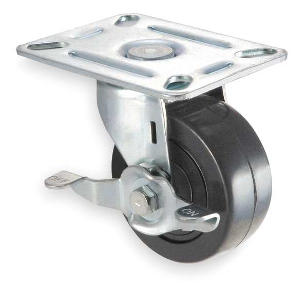 Swvel Plat Castr, Rubbr, 2-1/2 in, 175 lb, C