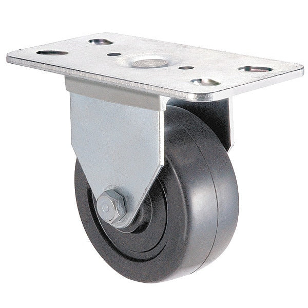 Rigid Plat Castr, Rubbr, 3 in., 210 lb., Blk