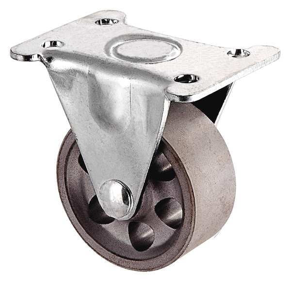 Rigid Plate Caster, Cast Iron, 2 in, 125 lb