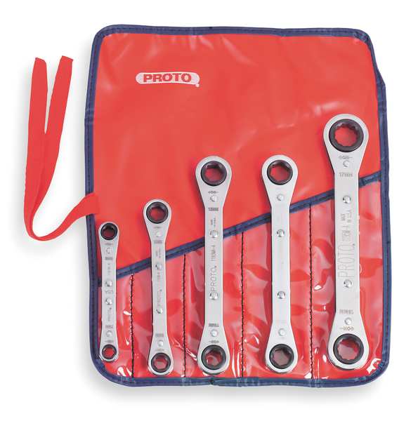 5 Piece Metric Reversible Ratcheting Box Wrench Set - 12 Point