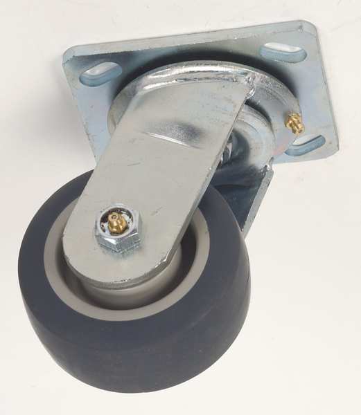 Swivel Plate Caster, Therm Rubber, 4 in, 350 lb