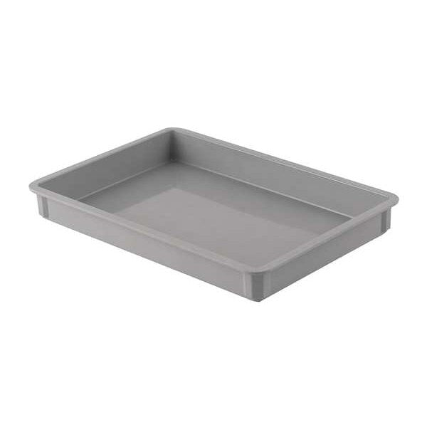 Stacking Container, Gray, Fiberglass Reinforced Composite, 25 3/4 in L, 17 3/4 in W, 3 in H