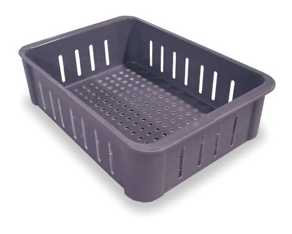 Straight Wall Container, Gray, Fiberglass Reinforced Composite, 16 1/2 in L, 11 3/8 in W