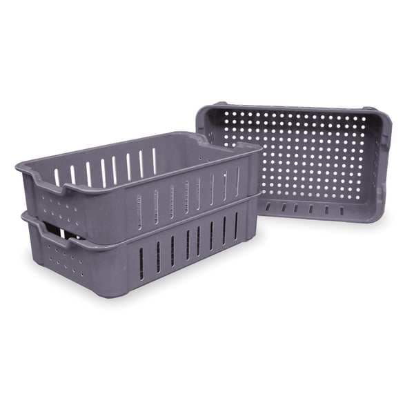 Straight Wall Container, Gray, Fiberglass Reinforced Composite, 17 3/4 in L, 10 1/2 in W