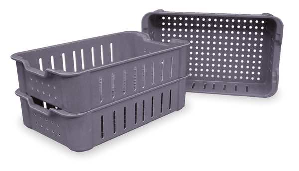 Straight Wall Container, Gray, Fiberglass Reinforced Composite, 16 1/2 in L, 11 3/8 in W