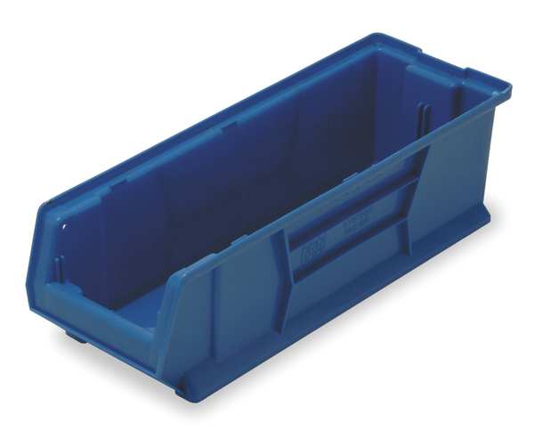 Storage Bin, Blue, Polypropylene/Polyethylene, 29 7/8 in L x 8 1/4 in W x 7 in H