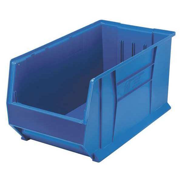 Storage Bin, Blue, Polypropylene/Polyethylene, 29 7/8 in L x 16 1/2 in W x 15 in H