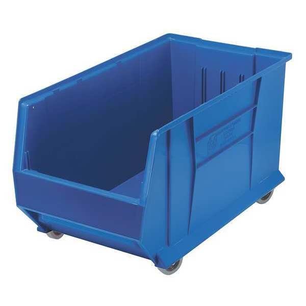 Mobile Storage Bin, Blue, Polypropylene/Polyethylene, 29 7/8 in L x 16 1/2 in W x 15 in H