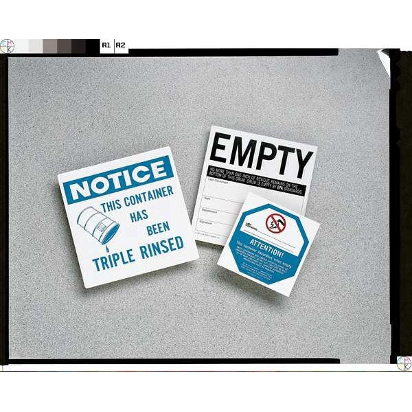 Empty Drum Warning Label, 4 In. H, PK100