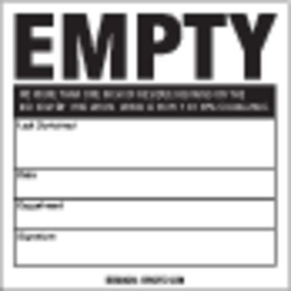 Drum Label, 6 In. H, 6 In. W, PK100, 121439