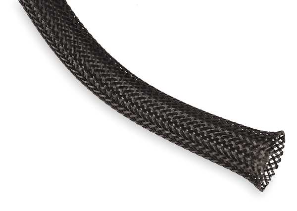 Braided Sleeving, 0.750 In., 50 ft., Black