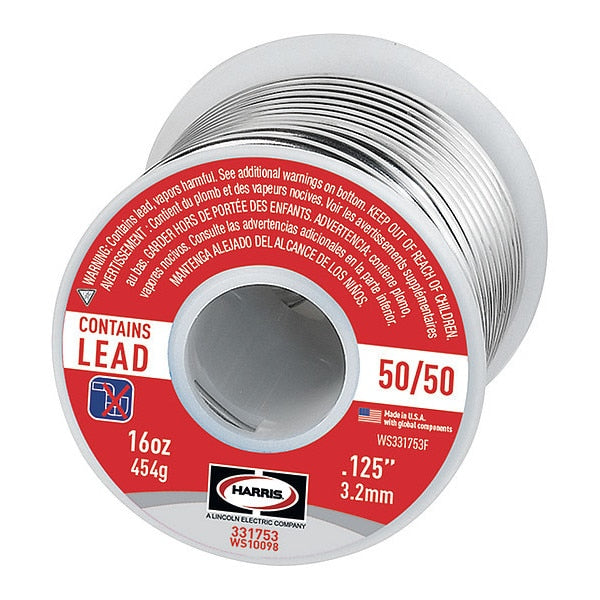 Leaded Solder, Dia 0.125 In, 1lb