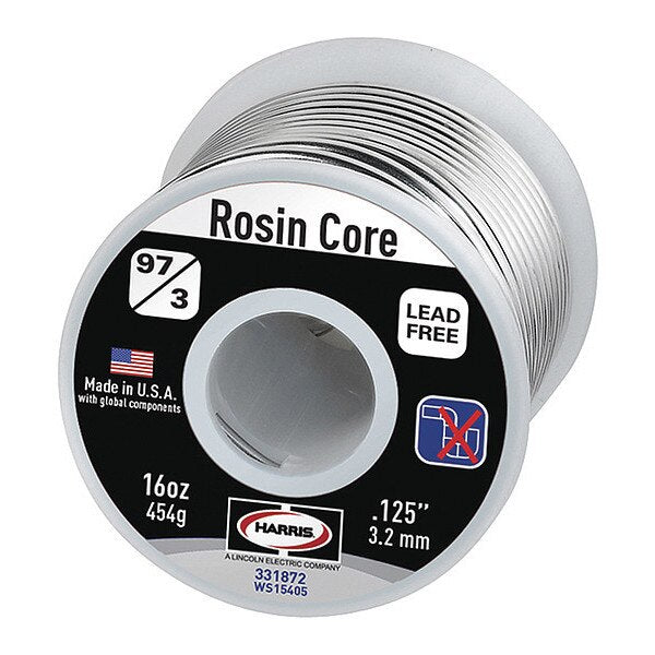 Lead Free Solder, Dia 0.125 In, 1lb