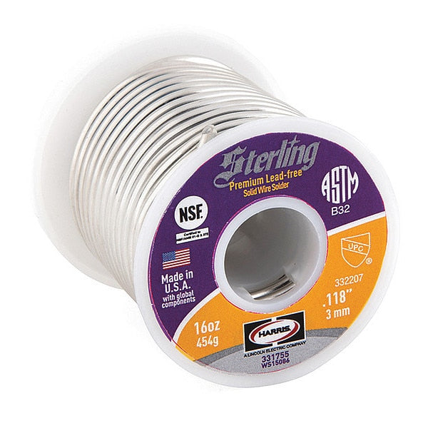 Lead Free Solder, Dia 0.118 In, 1lb