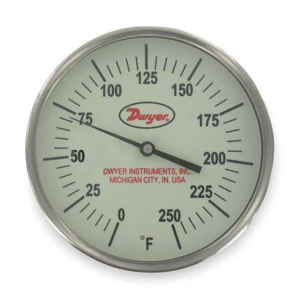 Bimetal Thermom, 5 In Dial, 0 to 250F