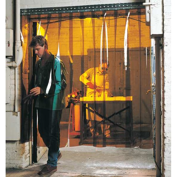 Welding Strip Curtain, 8 x 6 ft, Amber, PVC