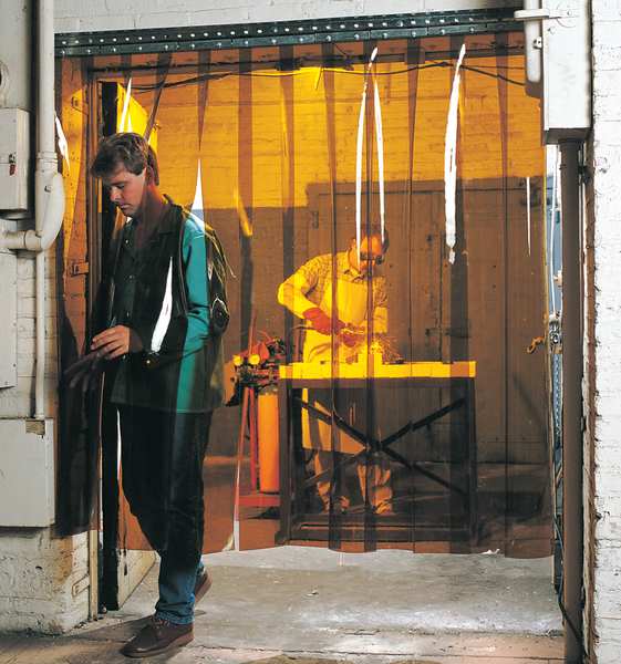 Welding Strip Curtain, 8 x10 ft, Amber, PVC