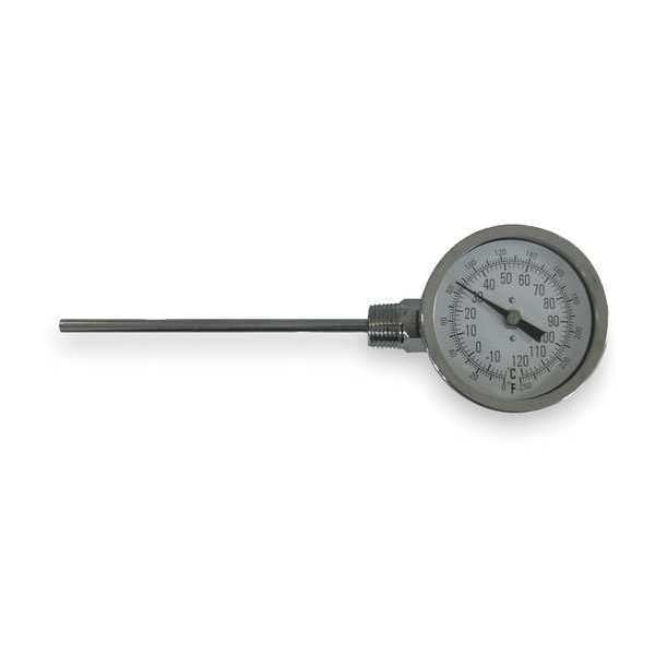 Bimetal Thermom, 3 In Dial, 0 to 250F