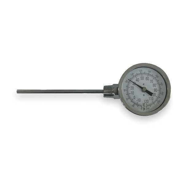 Bimetal Thermom, 3 In Dial, 0 to 250F