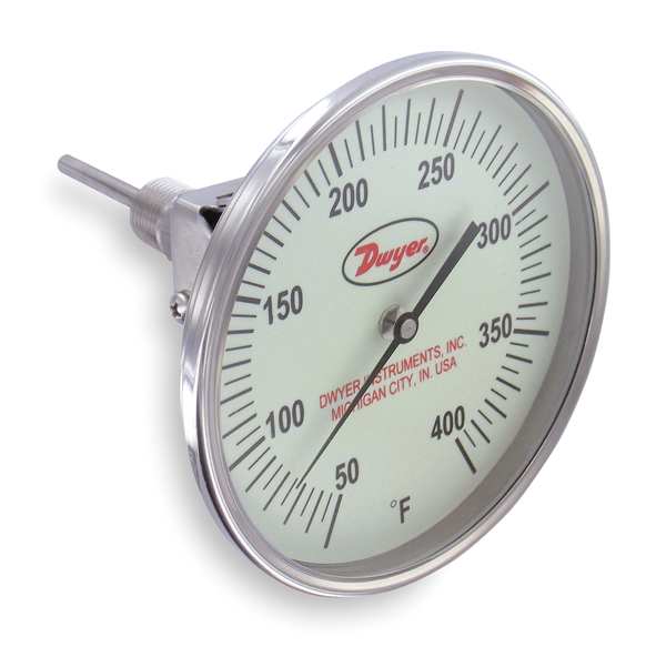 Bimetal Thermom, 5 In Dial, 50 to 400F