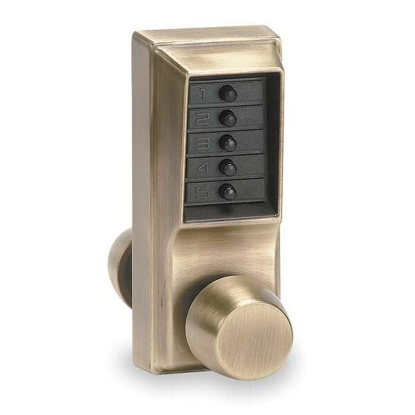 Push Button Lock, Entry, Antique Brass