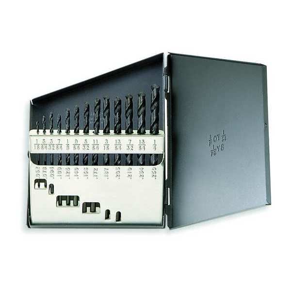 13PC 118Â° General Purpose Jobber Lengh Drill Set Chicago-Latrobe 150 Steam Oxide HSS 1/16-1/4