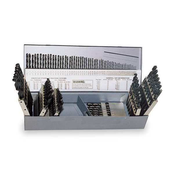 115PC 135Â° Heavy-Duty Cobalt Jobber Length Dril Set CL 550 Straw HSS-CO 8% 1/16-1/2, A-Z, #1-#60
