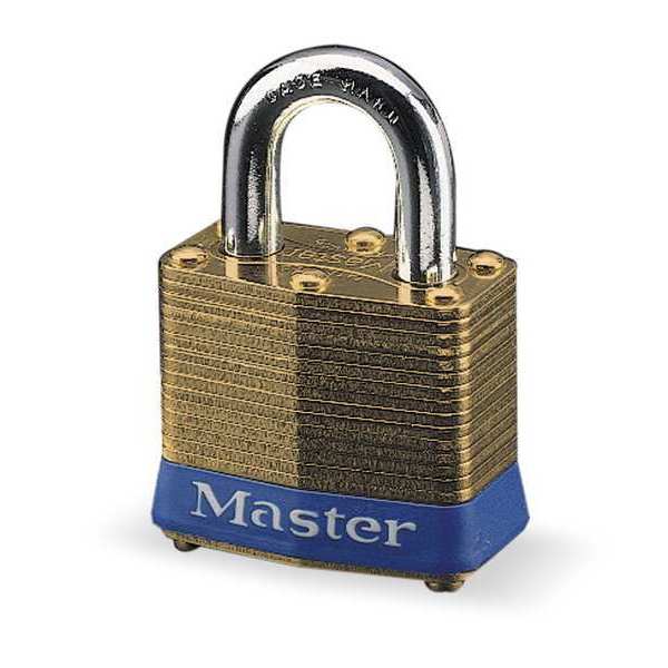 Padlock, Keyed Alike, Standard Shackle, Rectangular Brass Body, Steel Shackle, 5/8 in W