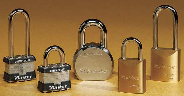 Padlock, Keyed Different, Standard Shackle, Rectangular Steel Body, Steel Shackle, 3/4 in W