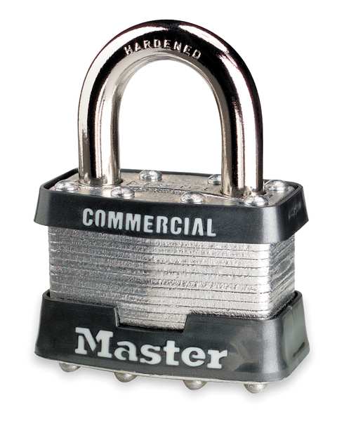 Padlock, Keyed Different, Standard Shackle, Rectangular Steel Body, Steel Shackle, 3/4 in W