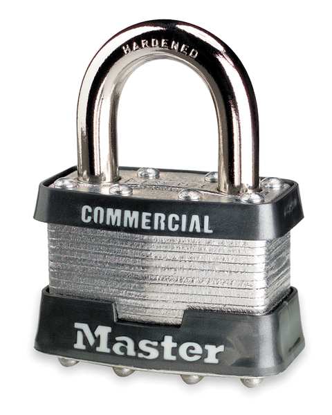 Padlock, Keyed Different, Standard Shackle, Rectangular Steel Body, Steel Shackle, 3/4 in W