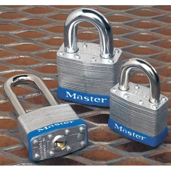 Padlock, Keyed Different, Long Shackle, Rectangular Brass Body, Boron Shackle, 25/32 in W