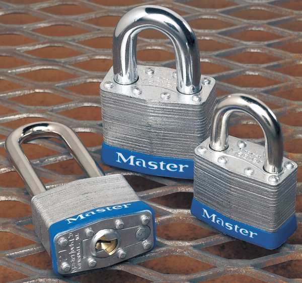 Padlock, Keyed Alike, Long Shackle, Rectangular Brass Body, Boron Shackle, 25/32 in W