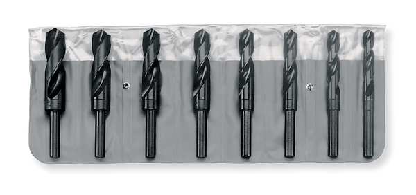 8PC 1/2 Reduced Shank Silver & Deming Drill Set Chicago-Latrobe 190F Steam Oxide HSS 9/16-1IN Pouch