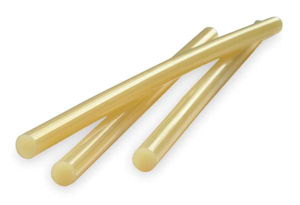 Hot Melt Adhesive, Tan, 1/2 in Diameter, 12 in Length, 35 sec Begins to Harden
