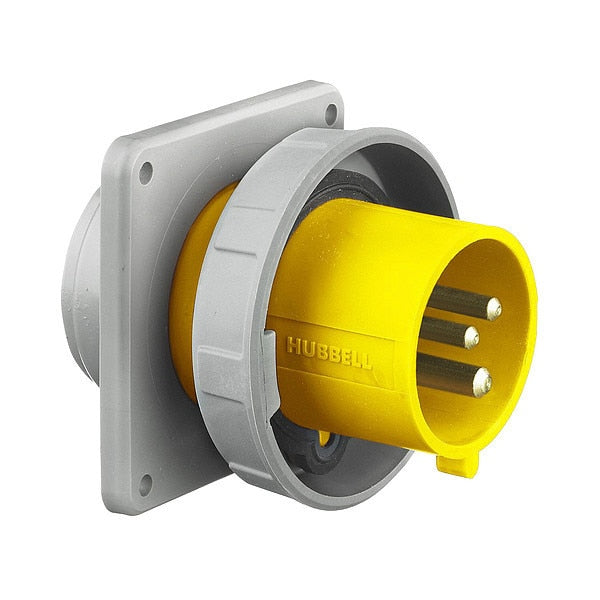 IEC Pin and Sleeve Inlet, 20A, 125V, Yellow