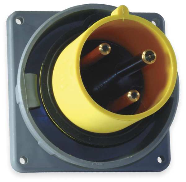 IEC Pin and Sleeve Inlet, 60A, 125V, Yellow