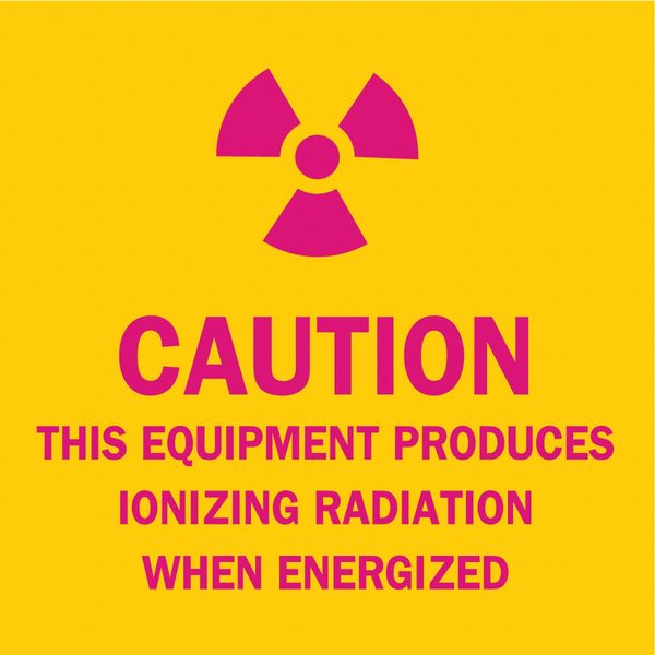 Caution Radiation Sign, 2 1/4 in H, 2 1/4 in W, Polyester, Square, 88745