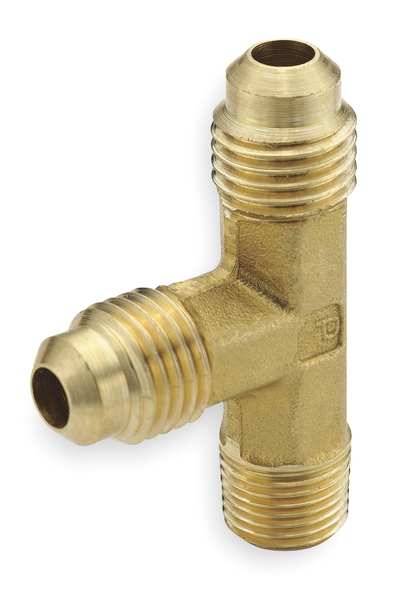 Male Run Tee, 45 deg., Brass, Flare, 1/2 In.