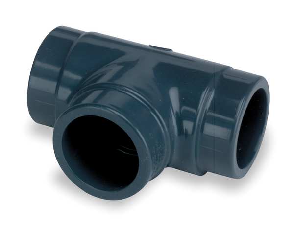 PVC Reducer Tee, Socket x Socket x Socket, 1 1/4 in x 1 1/4 in x 1 in Pipe Size