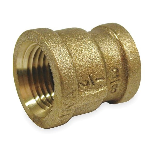 Red Brass Reducing Coupling, FNPT, 1/2