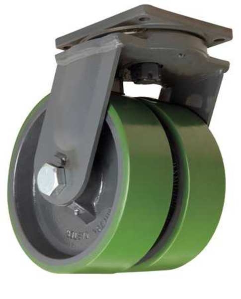 Dual Whl Castr, Polyurthan, 10 in., 6000 lb