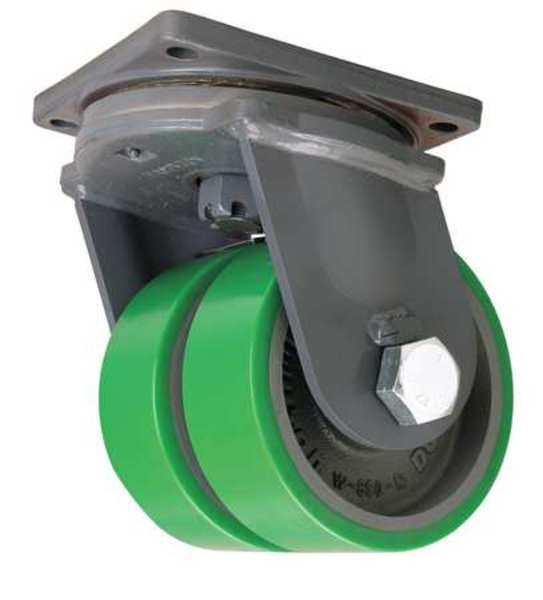Dual Whl Castr, Polyurethan, 8in., 5000 lb.