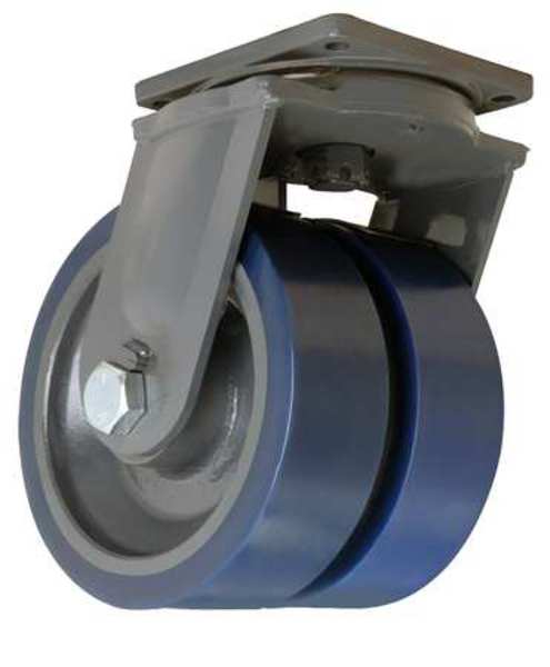 Dual Whl Castr, Plyurthan, 12 in, 12,000 lb